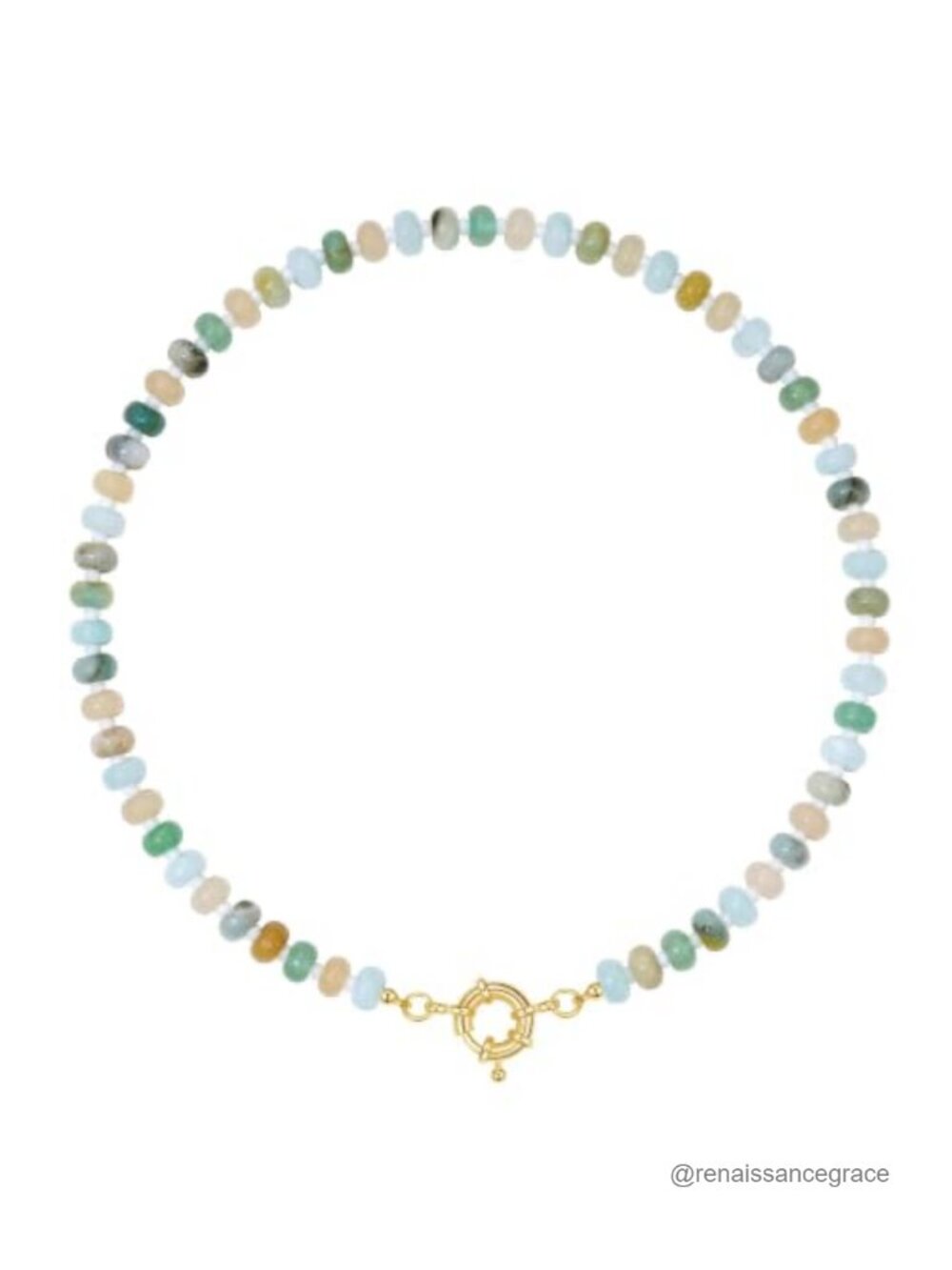 Handmade Beaded Gemstone Necklace 18 Inch Natural Stones Pearls Boho